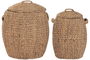 DKD Home Decor Cesta Natural 42 x 48 x 42 cm Set de 2 con Tapa