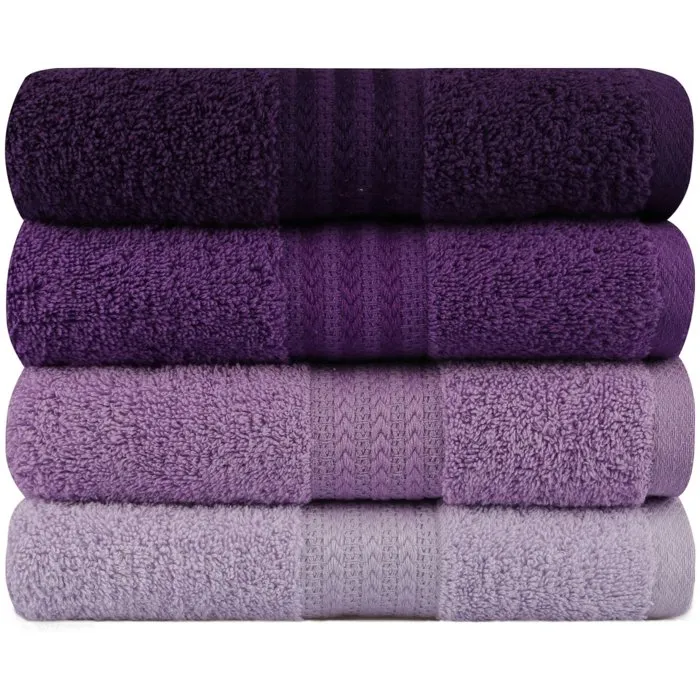 Juego de 4 Toallas de Mano 50 x 90 cm Morado - HOB8681181150375
