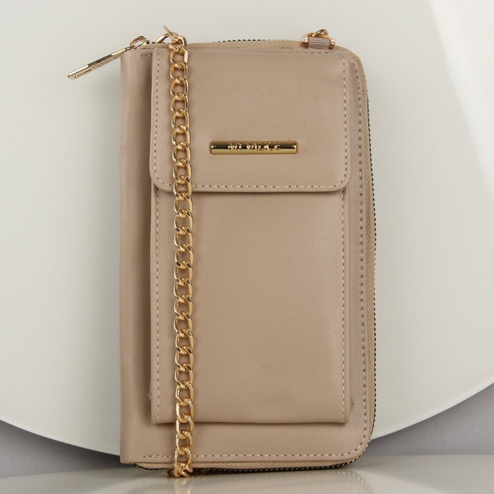 Zoozie Bags Bolsa de teléfono de cuero con billetera y tarjetero, bandolera, color visón