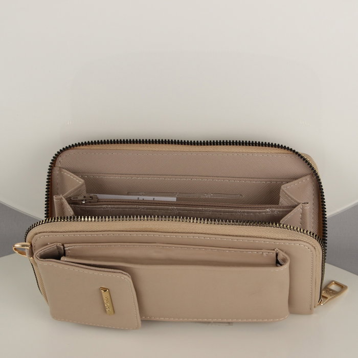Zoozie Bags Bolsa de teléfono de cuero con billetera y tarjetero, bandolera, color visón