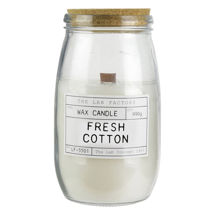 Home Deco Factory Vela Tarro Mecha Madera 990 Apothicaire Fresh Cotton Sandal Wood Bote Cristal Corcho 990g 110h