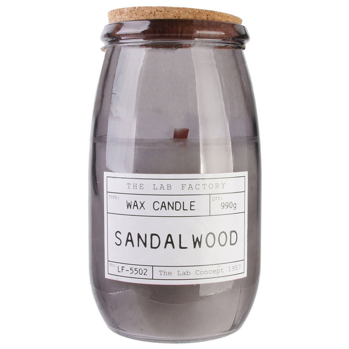 Home Deco Factory Vela Tarro Mecha Madera 990 Apothicaire Fresh Cotton Sandal Wood Bote Cristal Corcho 990g 110h