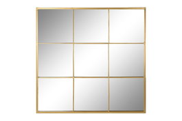 DKD Home Decor Anxi Espejos Loft Dorado Hierro y Cristal 90 x 90 x 2 cm (2 Unidades)