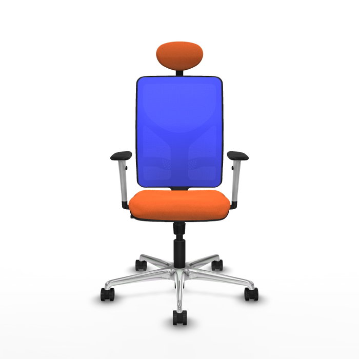 PIQUERAS Y CRESPO Silla de oficina Motilla con mecanismo Sincro, Tela Naranja y Malla Azul