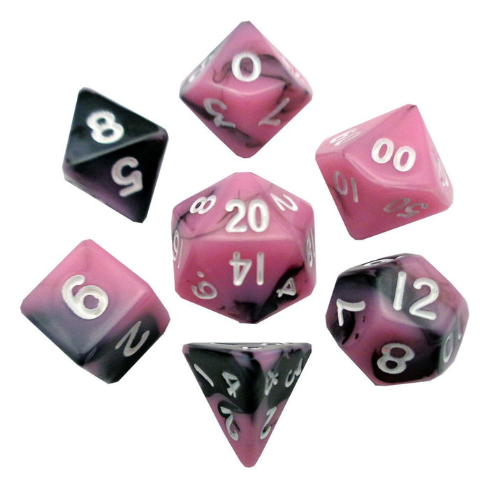 FanRoll Mini Pack de Dados Pink/Black con números blancos (7)