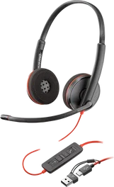 HP Poly Auriculares Blackwire 3320 USB-C con Micrófono Cancelación Ruido, Negro (8X219AA)