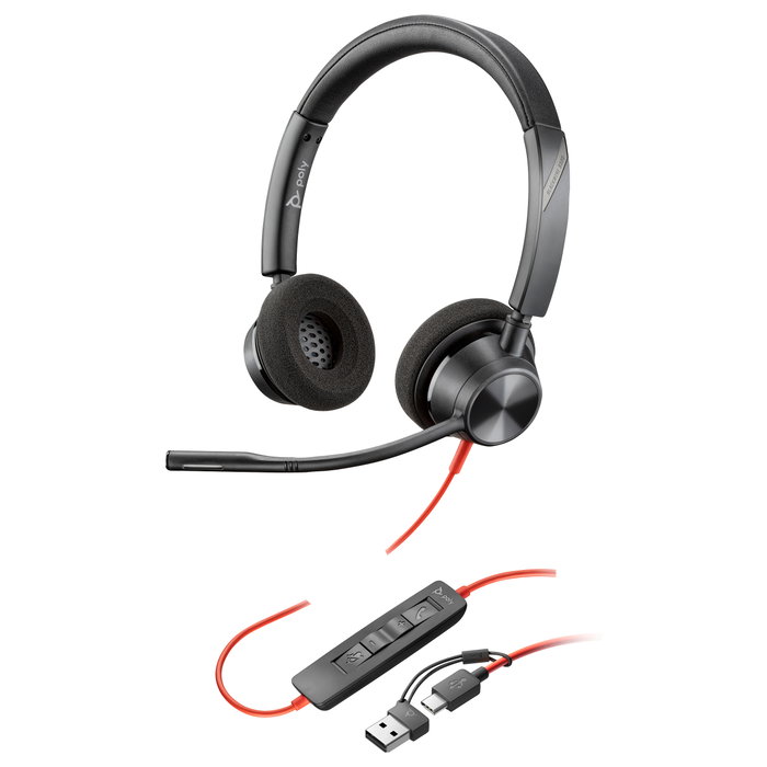 HP Poly Blackwire 3320 USB-C Auriculares Estéreo Negro con Adaptador USB-C/A HP Poly Blackwire 3320 USB-C Auriculares Estéreo Negro con Adaptador USB-C/A
