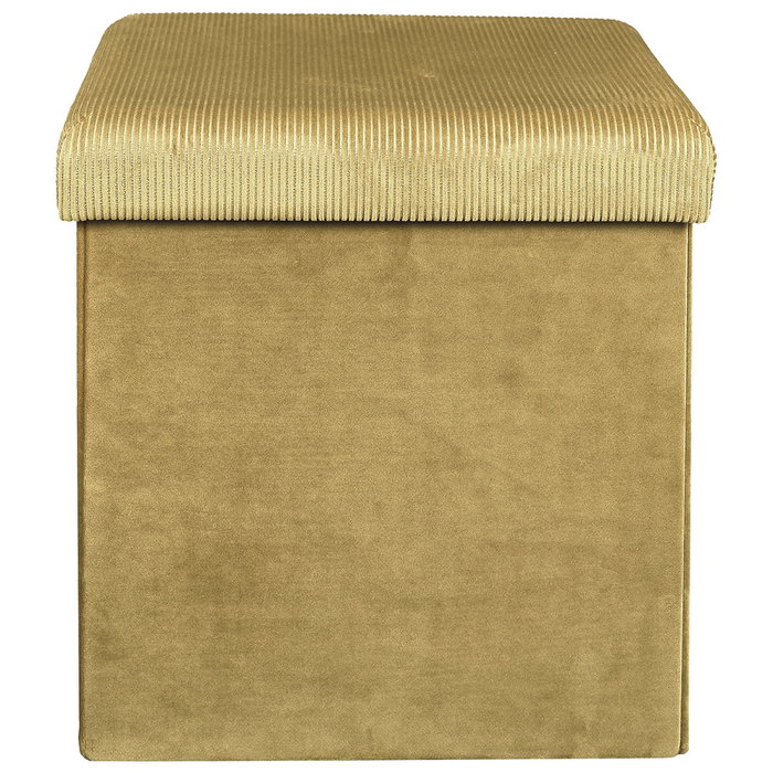 Home Deco Factory Caja Puf Plegable Terciopelo Amarillo Mostaza Lounge 38x38x38 cm