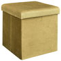 Home Deco Factory Caja Puf Plegable Terciopelo Amarillo Mostaza Lounge 38x38x38 cm