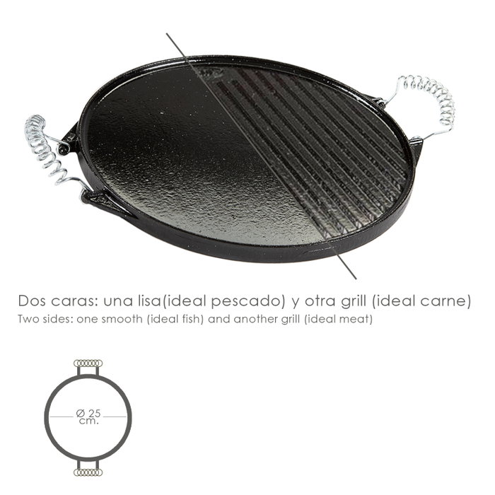 GARCIMA Plancha de Hierro Fundido Esmaltada Redonda Ø 25 cm