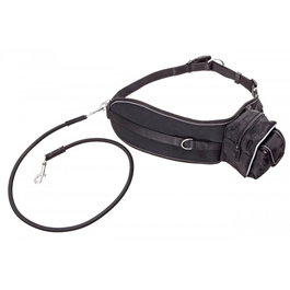 Karlie Cinturón Doggy-Jogger Correr Negro Riñonera Ajustable Correa Elástica 3 Anillas