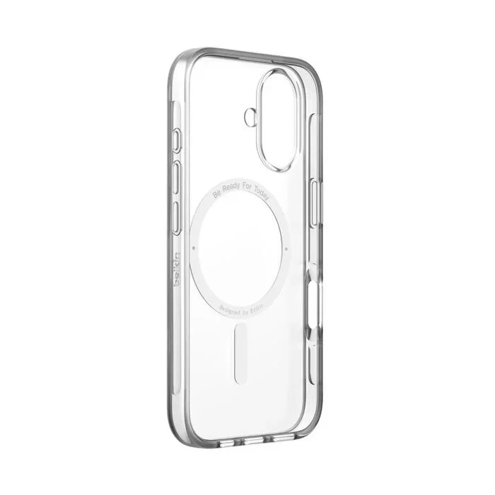 Belkin MSA025HQCL Funda transparente para Apple iPhone 16 (6.1") con protección contra caídas y compatible MagSafe