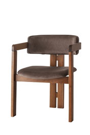 Hanah Home Sillón CO - 030 Terciopelo Marrón Madera de Nogal Elegante Cómodo 58x76x49 cm