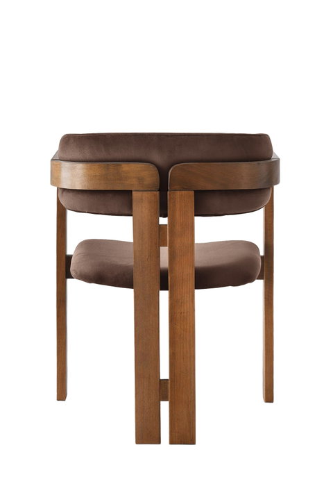 Hanah Home Sillón CO - 030 Terciopelo Marrón Madera de Nogal Elegante Cómodo 58x76x49 cm