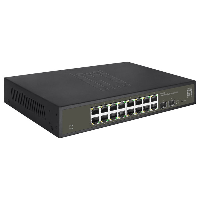 LevelOne Switch Gestionado L2 16 Puertos Gigabit Ethernet GES-2118, 2x SFP, 19", Montaje Rack, 36 Gbps, Sin Ventilador