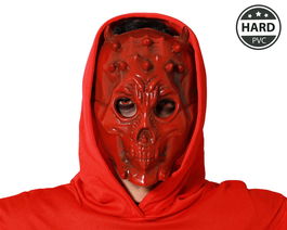 Máscara Demonio Rojo Con Cuernos Halloween Polipropileno Adulto