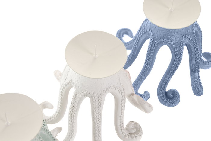 DKD Home Decor Portavelas Atlántico Blanco Azul Resina 15.5 x 12.5 x 14 cm (3 Unidades) DKD Home Decor Portavelas Atlántico Blanco Azul Resina 15.5 x 12.5 x 14 cm (3 Unidades)