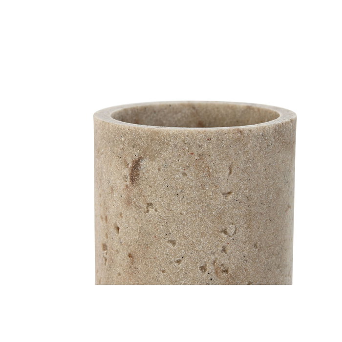 DKD Home Decor Vaso de Resina Símil Mármol Crema 7x7x10 cm