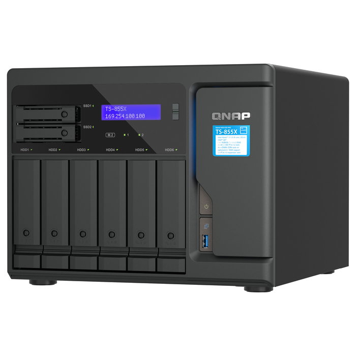 QNAP TS-855X-8G 8 Bahías NAS Torre SAN, Intel Atom C5125 8-Core 2.8 GHz, 8GB DDR4 RAM, 8x SATA III, 2x M.2, 3x LAN 10GbE