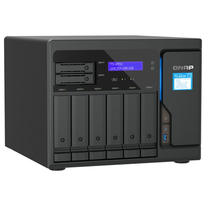 QNAP TS-855X-8G 8 Bahías NAS Torre SAN, Intel Atom C5125 8-Core 2.8 GHz, 8GB DDR4 RAM, 8x SATA III, 2x M.2, 3x LAN 10GbE