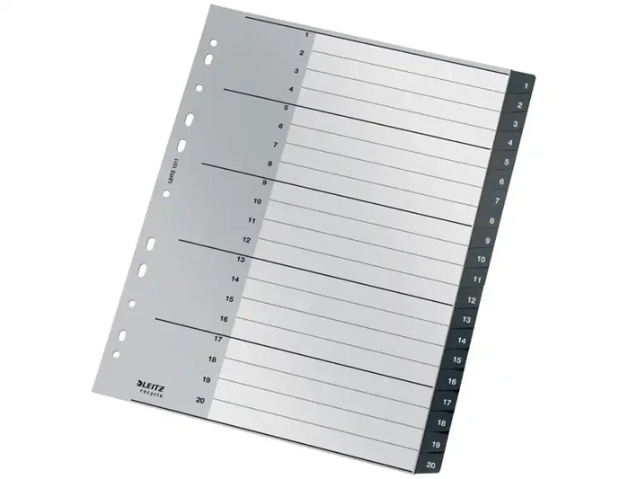 LEITZ Índice Separador Numérico A4+ PP Recycle 1-20 Negro