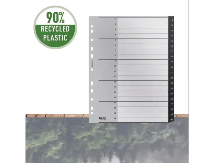 LEITZ Índice Separador Numérico A4+ PP Recycle 1-20 Negro