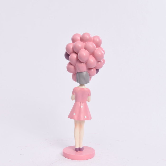 DKD Home Decor Figura Urbana Chica Globos Rosa Malva Resina 11.7 x 32 x 11 cm