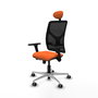 PIQUERAS Y CRESPO Silla de oficina Motilla Naranja y Negro con Brazos 3D