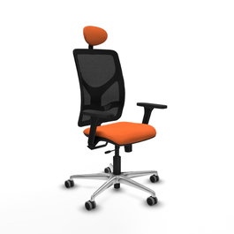 PIQUERAS Y CRESPO Silla de oficina Motilla Naranja y Negro con Brazos 3D