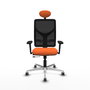 PIQUERAS Y CRESPO Silla de oficina Motilla Naranja y Negro con Brazos 3D