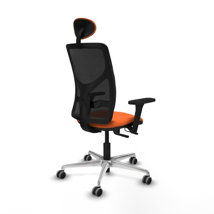 PIQUERAS Y CRESPO Silla de oficina Motilla Naranja y Negro con Brazos 3D