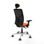 PIQUERAS Y CRESPO Silla de oficina Motilla Naranja y Negro con Brazos 3D