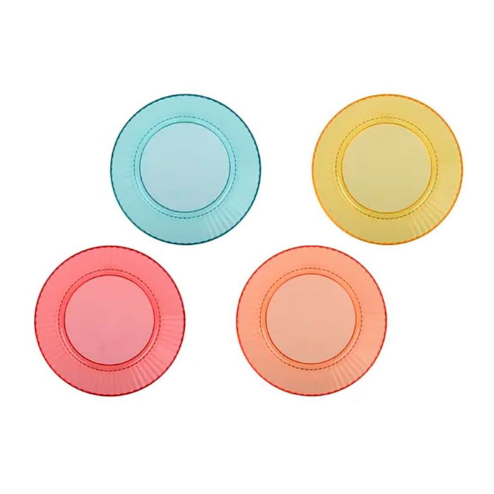 Kitchen Goods & More Cuenco Reutilizable de Rayas en Relieve, 800 ml, Ø15 x 7 cm, Plástico, 4 Unidades, Colores Surtidos, No Apto para Lavavajillas