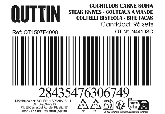 Inde Set 2 Cuchillos Carne 21.5cm Sofia (12 Cajas)