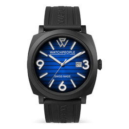 Watchpeople Reloj de Mujer con Esfera Azul y Correa Negra