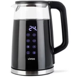 Livoo Hervidor Eléctrico Digital DOD198 1.7L 2200W con Jarra de Cristal Transparente