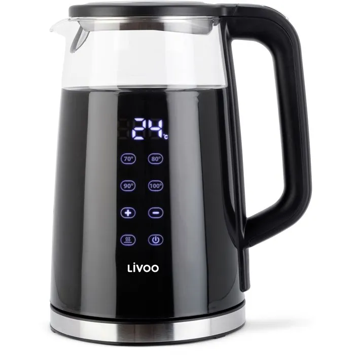 Livoo Hervidor digital DOD198 de cristal transparente, 1,7 L, 2200 W Livoo Hervidor digital DOD198 de cristal transparente, 1,7 L, 2200 W