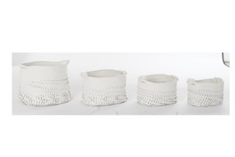 DKD Home Decor Cesta Boho Blanco Negro Algodón Set de 4 Piezas 36 x 33 x 36 cm