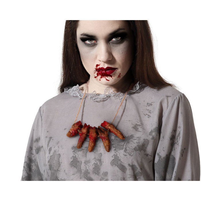 Atosa Collar Terrorífico de Dedos Cortados con Sangre Artificial de 40 cm