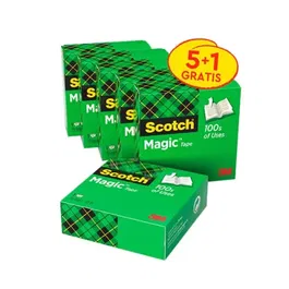 Scotch Cinta Invisible Magic 810P5+1 Pack 5+1 Rollos 19mm x 33m Transparente