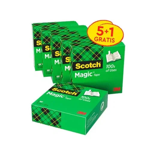 Scotch Cinta Invisible Magic 810P5+1 Pack 5+1 Rollos 19mm x 33m Transparente Scotch Cinta Invisible Magic 810P5+1 Pack 5+1 Rollos 19mm x 33m Transparente