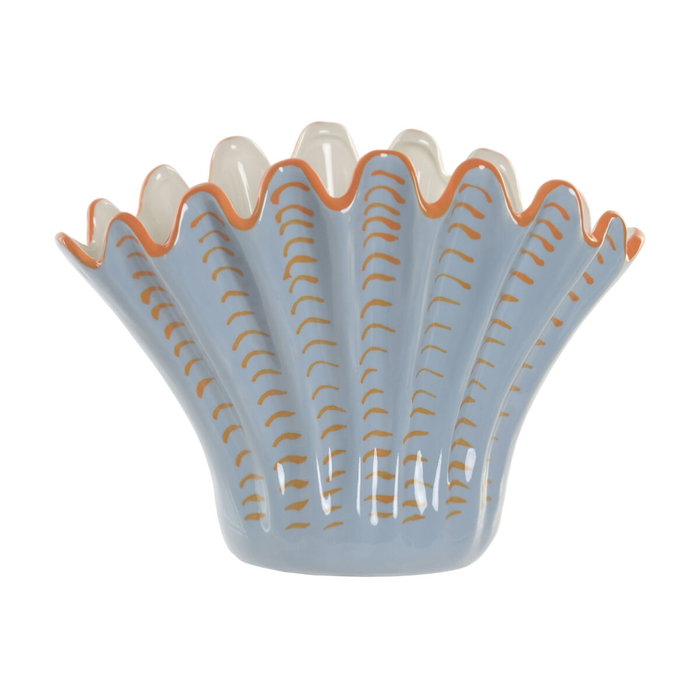 DKD Home Decor Jarrón de Gres Concha Azul CNACC 26