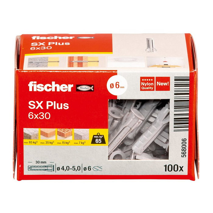 Fischer Taco SX Plus 6x30 mm Gris (Caja de 100 unidades) lifetax