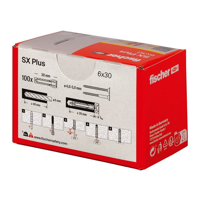 Fischer Taco SX Plus 6x30 mm Gris (Caja de 100 unidades) lifetax
