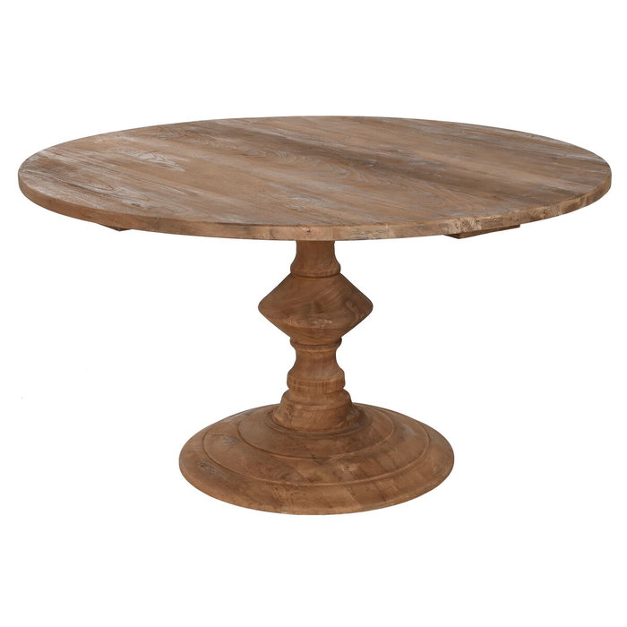 DKD Home Decor Mesa Redonda de Comedor en Teca Reciclada Natural