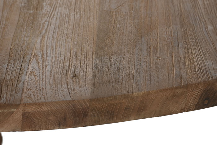 DKD Home Decor Mesa Redonda Comedor Natural Teca Reciclada 140x140x75 cm