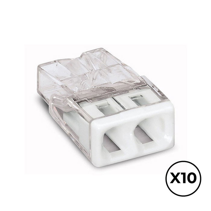 Wago Conector rápido 2 vías transparente/blanco (10 unidades) Wago Conector rápido 2 vías transparente/blanco (10 unidades)
