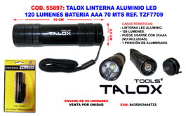 TALOX Linterna de Aluminio LED 120 Lúmenes TZF7709