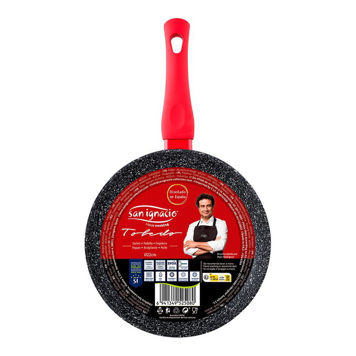San Ignacio Sartén Toledo Ø22 cm Aluminio Forjado Inducción Antiadherente Mango Rojo