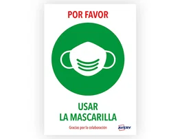 Avery Pack de 2 Señales Adhesivas Usar la Mascarilla DIN A4 Resistentes UV